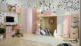 Детская комната Грэйси (Розовый/Серый/корпус Клен) в Щёлково - shhyolkovo.katalogmebeli.com | фото