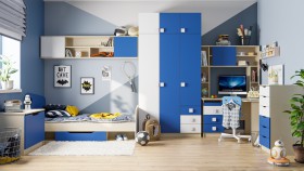 Детская комната Скай (Синий/Белый/корпус Клен) в Щёлково - shhyolkovo.katalogmebeli.com | фото