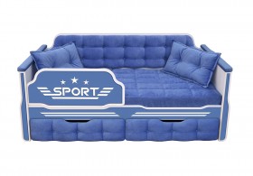 Кровать 160 серии Спорт 2 ящика 85 Синий (подушки) в Щёлково - shhyolkovo.katalogmebeli.com | фото