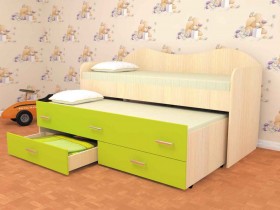 Кровать детская Нимфа двухместная 2.0 Дуб молочный/Лайм в Щёлково - shhyolkovo.katalogmebeli.com | фото