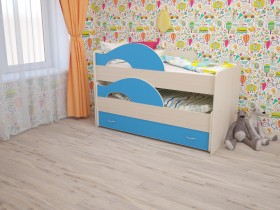 Кровать детская Радуга 1600 Млечный дуб/Голубой в Щёлково - shhyolkovo.katalogmebeli.com | фото