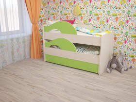 Кровать детская Радуга 1600 Млечный дуб/Салатовый в Щёлково - shhyolkovo.katalogmebeli.com | фото