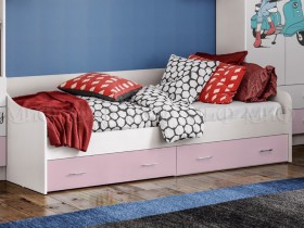Кровать Fashion-1 Вега 0,9 м (Белый/Розовый) в Щёлково - shhyolkovo.katalogmebeli.com | фото