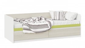 Кровать «Сканди» с 2 ящиками Дуб Гарден/Белый/Зеленый в Щёлково - shhyolkovo.katalogmebeli.com | фото