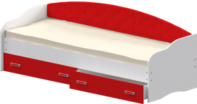 Кровать Софа-8 с мягкой спинкой (900х1900) Белый/Красный в Щёлково - shhyolkovo.katalogmebeli.com | фото