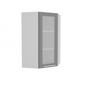 Квадро ВПУС 550 шкаф верхний угловой со стеклом высокий (Железо/корпус Серый) в Щёлково - shhyolkovo.katalogmebeli.com | фото