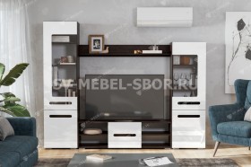 Мебель для гостиной МГС 6 (Исполнение 1/Венге/Белый глянец) в Щёлково - shhyolkovo.katalogmebeli.com | фото 1